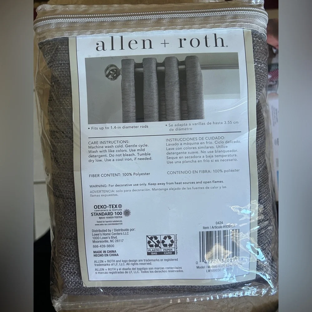 Allen + Roth Charcoal Blackout Grommet Curtain - Picture 2 of 4